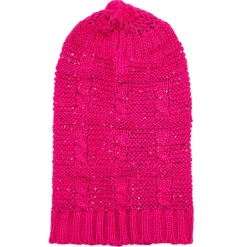 JEANS Talvipäähineet>Pitkä neulepipo paljeteilla fuksia