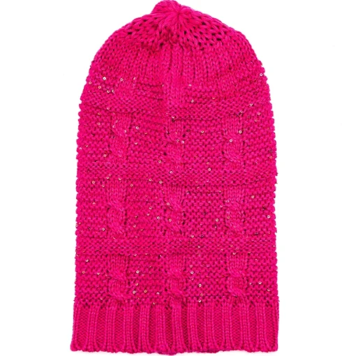 JEANS Talvipäähineet>Pitkä neulepipo paljeteilla fuksia