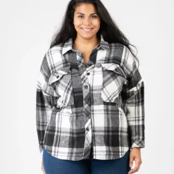 JEANS Pitkähihaiset Paidat | Plus!>Pomme Rouge flanellipaita mustavalkoinen