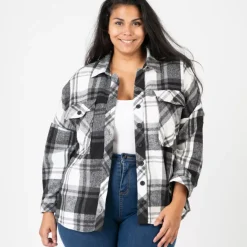 JEANS Pitkähihaiset Paidat | Plus!>Pomme Rouge flanellipaita mustavalkoinen
