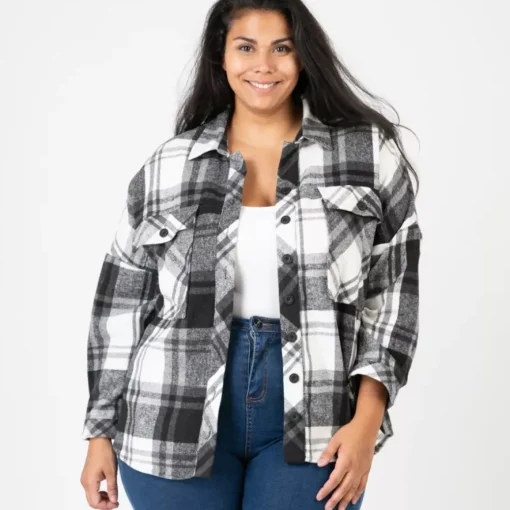 JEANS Pitkähihaiset Paidat | Plus!>Pomme Rouge flanellipaita mustavalkoinen