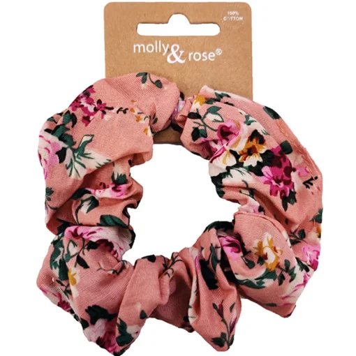 JEANS Hiustarvikkeet>Puuvilladonitsi 8 cm roosa/kukkakuvio