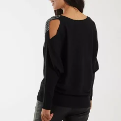JEANS Pitkähihaiset Paidat | Neuleet></noscript>Qed LDN Dawn neulospaita musta