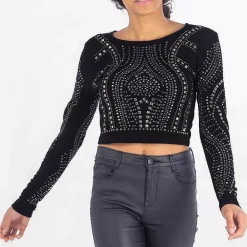 JEANS Pitkähihaiset Paidat>Qed LDN Diamante paita musta