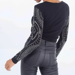JEANS Pitkähihaiset Paidat></noscript>Qed LDN Diamante paita musta