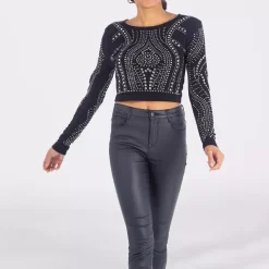 JEANS Pitkähihaiset Paidat></noscript>Qed LDN Diamante paita musta