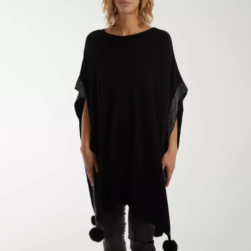 JEANS Neuleet | Plus!>Qed LDN Eliz neuleponcho musta
