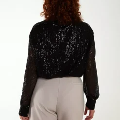 JEANS Pitkähihaiset Paidat | Plus!></noscript>Qed LDN Emmy paljettipaita musta