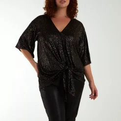 JEANS Lyhythihaiset Paidat Ja Topit | Plus!>Qed LDN Heda solmupaita musta