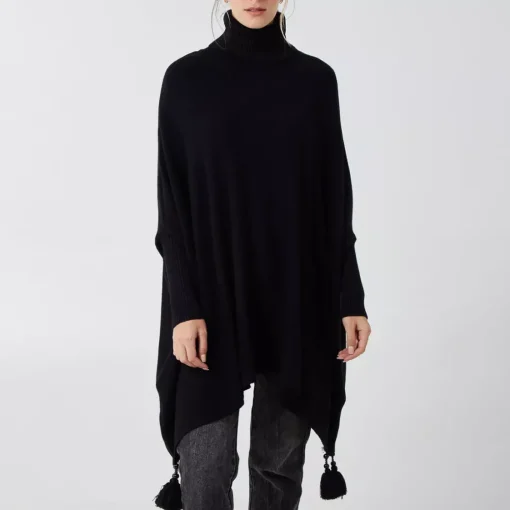 JEANS Neuleet | Plus!>Qed LDN Wiv neuleponcho musta