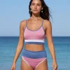 JEANS Uima-asut>Raidallinen ribattu bikinisetti roosa