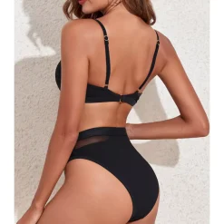JEANS Uima-asut>Ribattu bikinisetti meshilla musta