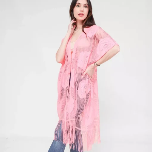 JEANS Plus!>Rosa pitsikimono hapsuilla