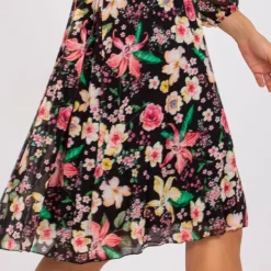 JEANS Minimekot>Rosa Rossa Annie kukkamekko vyöllä musta