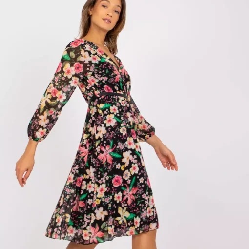 JEANS Minimekot>Rosa Rossa Annie kukkamekko vyöllä musta