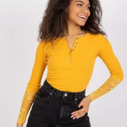 JEANS Pitkähihaiset Paidat>Rue Paris Beatrice pitsihihainen paita mustard