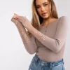 JEANS Pitkähihaiset Paidat>Rue Paris Beatrice pitsihihainen paita v.ruskea