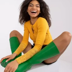 JEANS Pitkähihaiset Paidat>Rue Paris Beatrice pitsihihainen paita mustard
