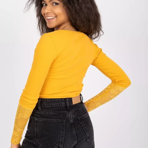 JEANS Pitkähihaiset Paidat>Rue Paris Beatrice pitsihihainen paita mustard