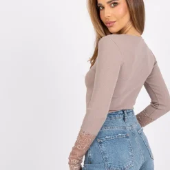 JEANS Pitkähihaiset Paidat></noscript>Rue Paris Beatrice pitsihihainen paita v.ruskea