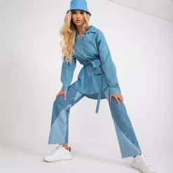 JEANS Pitkähihaiset Paidat></noscript>Rue Paris Brailey paita vyöllä v.sininen