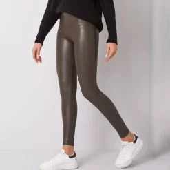 JEANS Leggingsit>Rue Paris Bryan thermo leatherlook leggingsit t.khaki