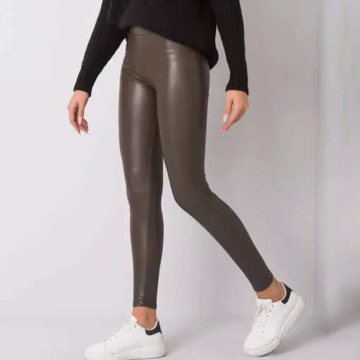 JEANS Leggingsit>Rue Paris Bryan thermo leatherlook leggingsit t.khaki