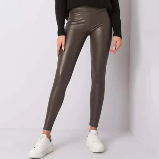 JEANS Leggingsit>Rue Paris Bryan thermo leatherlook leggingsit t.khaki