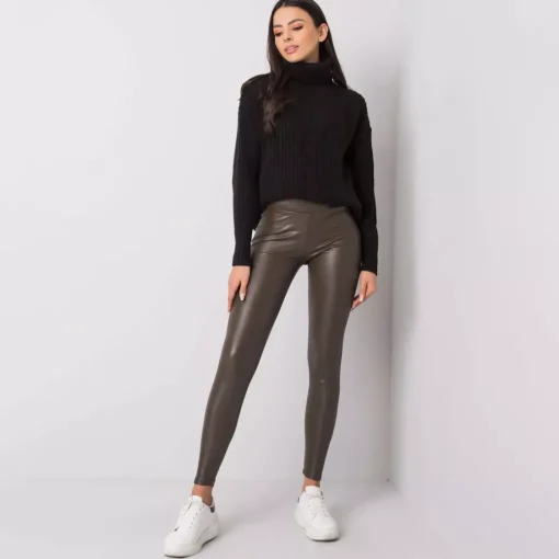 JEANS Leggingsit>Rue Paris Bryan thermo leatherlook leggingsit t.khaki