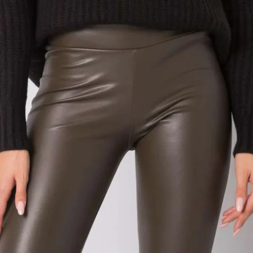 JEANS Leggingsit>Rue Paris Bryan thermo leatherlook leggingsit t.khaki