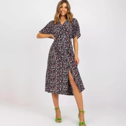 JEANS Midimekot>Rue Paris Cara kuvioitu mekko musta