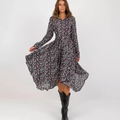 JEANS Midimekot>Rue Paris Cheyenne kuvioitu paitamekko musta
