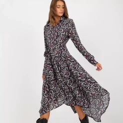 JEANS Midimekot></noscript>Rue Paris Cheyenne kuvioitu paitamekko musta
