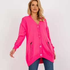 JEANS Neuleet></noscript>Rue Paris Cornelia neuletakki neonpinkki