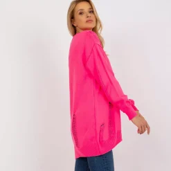 JEANS Neuleet></noscript>Rue Paris Cornelia neuletakki neonpinkki