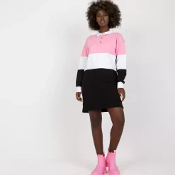 JEANS Minimekot>Rue Paris Diana raidallinen trikoomekko pinkki