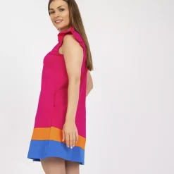JEANS Minimekot></noscript>Rue Paris Didra raidallinen trikoomekko fuksia
