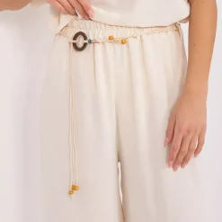 JEANS Housut></noscript>Rue Paris Herta housut vyöllä cream