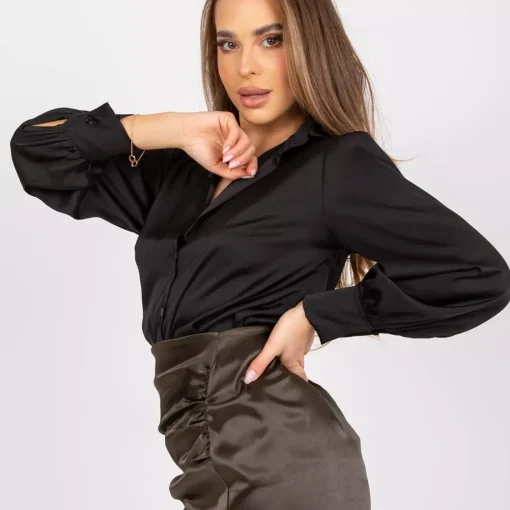 JEANS Pitkähihaiset Paidat>Rue Paris Lena satiinipaita musta