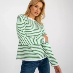 JEANS Pitkähihaiset Paidat>Rue Paris Lyrah neulospaita vihreäraidallinen