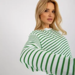 JEANS Pitkähihaiset Paidat>Rue Paris Lyrah neulospaita vihreäraidallinen