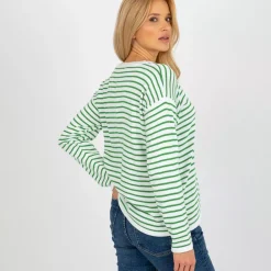 JEANS Pitkähihaiset Paidat></noscript>Rue Paris Lyrah neulospaita vihreäraidallinen