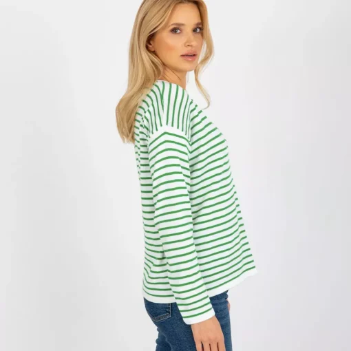 JEANS Pitkähihaiset Paidat>Rue Paris Lyrah neulospaita vihreäraidallinen