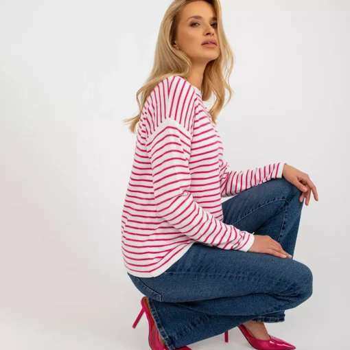 JEANS Pitkähihaiset Paidat>Rue Paris Lyrah neulospaita pinkkiraidallinen