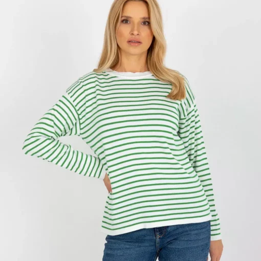 JEANS Pitkähihaiset Paidat>Rue Paris Lyrah neulospaita vihreäraidallinen