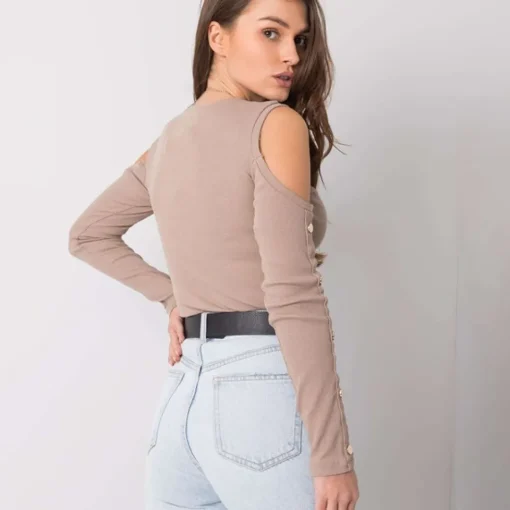 JEANS Pitkähihaiset Paidat>Rue Paris Nadia ribbipaita vaaleanruskea