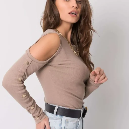 JEANS Pitkähihaiset Paidat>Rue Paris Nadia ribbipaita vaaleanruskea