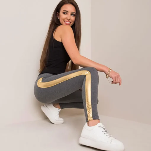 JEANS Leggingsit>Rue Paris Rissa leggingsit tummanharmaa/kulta