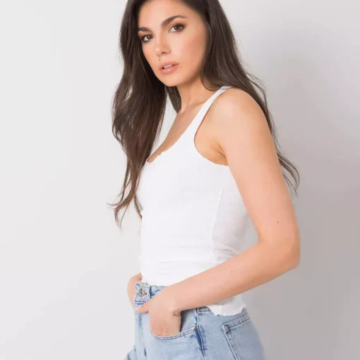 JEANS Lyhythihaiset Paidat Ja Topit>Rue Paris Robertina ribbitoppi valkoinen