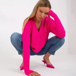 JEANS Neuleet></noscript>Rue Paris Sophia neuletakki neonpinkki